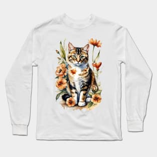 Adorable watercolor cat Long Sleeve T-Shirt